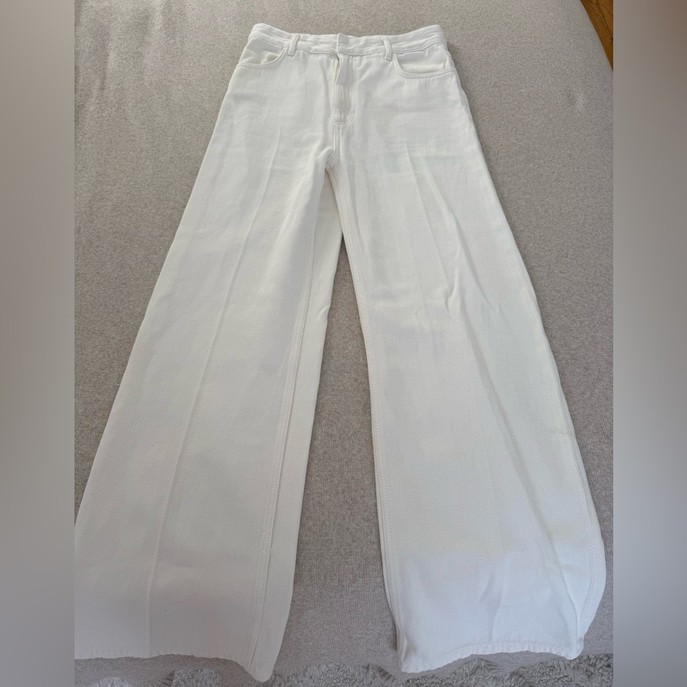 Zara Off-White Wide-Leg Trousers
